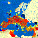 Uren zonneschijn in Europa
